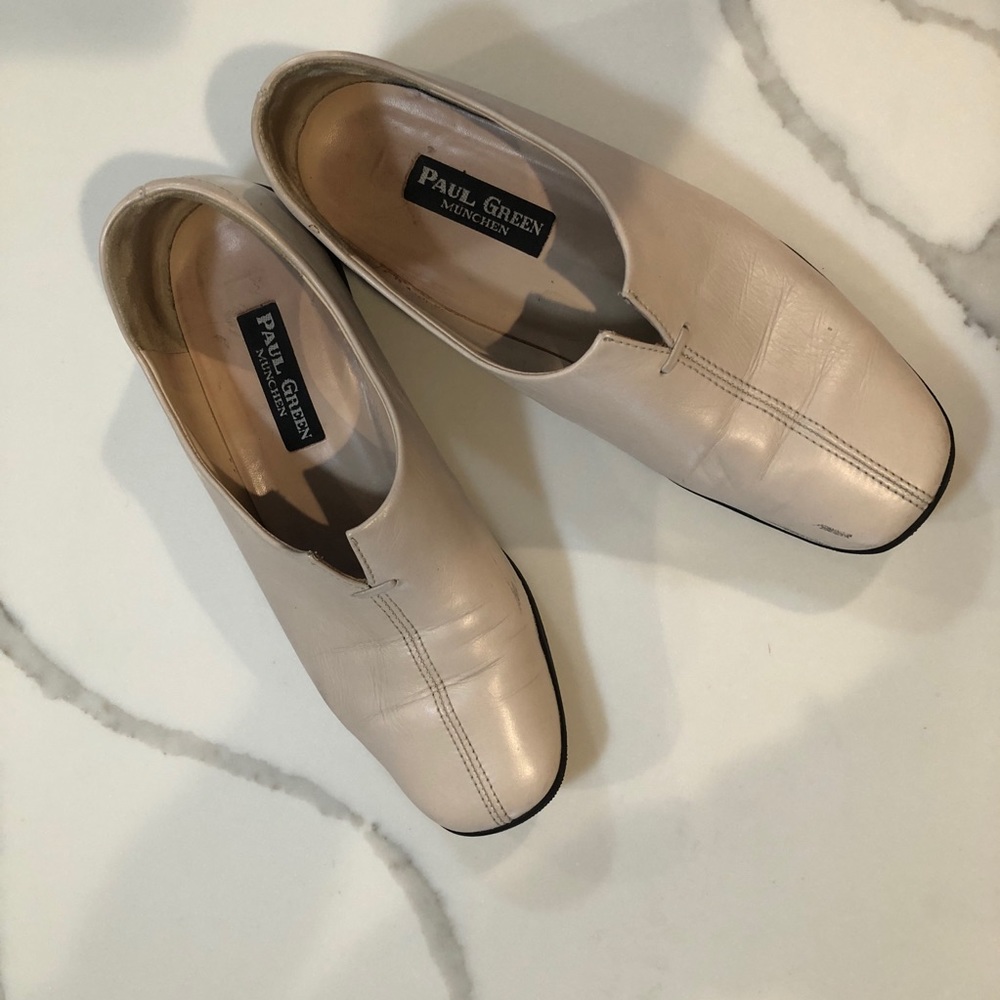 Paul Green Beige Leather Slip-On Loafers